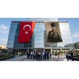 Punto Dizayn Askeri Üniformalı Mustafa K. Atatürk Bayrak ve Türk Bayrağı Premium Raşel Kumaş 2'li Set 10X15 Metre ATA84