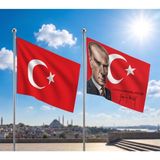 Punto Dizayn Atatürk Imzalı Bayrağı ve Alpaka Kumaş Türk Bayrağı 2'li Set 70X105CM