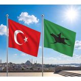 Punto Dizayn Avar Imparatorluğu Bayrağı ve Alpaka Kumaş Türk Bayrağı 2'li Set 70X105CM