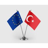 Punto Dizayn Avrupa Birliği Bayrağı Türk Bayrağı Ikili Saten Masa Bayrağı Takımı