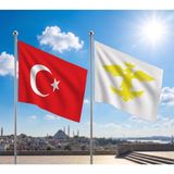 Punto Dizayn Avrupa Hun Imparatorluğu Bayrağı ve Alpaka Kumaş Türk Bayrağı 2'li Set 70X105CM