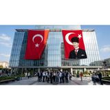Punto Dizayn Ay Yıldız Kalpaklı Atatürk Portresi Bayrak ve Türk Bayrağı Premium Raşel Kumaş 2'li Set 10X15 Metre ATA43