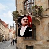 Punto Dizayn Ay Yıldızlı Bayrak Atatürk Portresi Poster Bayrak Premium Raşel Kumaş ATA15