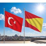 Punto Dizayn Babür Imparatorluğu Bayrağı ve Alpaka Kumaş Türk Bayrağı 2'li Set 70X105CM