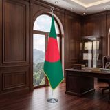 Punto Dizayn Bangladeş Direkli - Altın Saçaklı Saten Makam Bayrağı Seti (Krom Direk)