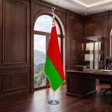 Punto Dizayn Belarus Direkli - Altın Saçaklı Saten Makam Bayrağı Seti (Krom Direk)