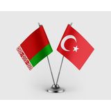 Punto Dizayn Belarus ve Türkiye Bayrağı Ikili Saten Masa Bayrağı Takımı