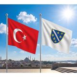 Punto Dizayn Bosna Hersek (1992-1998) Bayrağı ve Alpaka Kumaş Türk Bayrağı 2'li Set 70X105CM