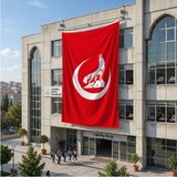 Punto Dizayn Bozkurt Hilal Kırmızı Sancak Bayrak 140GR Premium Raşel Kumaş 6x9 Metre