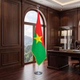 Punto Dizayn Burkina Faso Direkli - Altın Saçaklı Saten Makam Bayrağı Seti (Krom Direk)