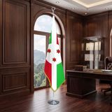 Punto Dizayn Burundi Direkli - Altın Saçaklı Saten Makam Bayrağı Seti (Krom Direk)