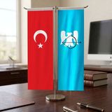 Punto Dizayn Büyük Selçuklu Devleti ve Türk Bayrağı Kırlangıç T Tipi Masa Bayrak Takımı