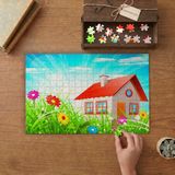 Punto Dizayn Çiçek Bahçesi - Şirin Ev Tasarımı 240 Parça Ahşap Puzzle Ahşap Kutuda MPY10293