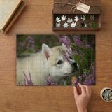 Punto Dizayn Çiçeklerin Arasında Sevimli Köpek Tasarımı 240 Parça Ahşap Puzzle Ahşap Kutuda MPY20459