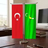 Punto Dizayn Gazne Devleti Bayrağı ve Türkye Bayrağı Kırlangıç T Tipi Masa Bayrak Takımı