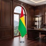 Punto Dizayn Gine-Bissau Direkli - Altın Saçaklı Saten Makam Bayrağı Seti (Krom Direk)