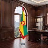 Punto Dizayn Grenada Direkli - Altın Saçaklı Saten Makam Bayrağı Seti (Krom Direk)