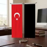 Punto Dizayn Harzemşahlar Devleti ve Türk Bayrağı Kırlangıç T Tipi Masa Bayrak Takımı