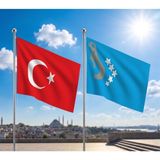 Punto Dizayn Hazar Kağanlığı Bayrağı ve Alpaka Kumaş Türk Bayrağı 2'li Set 70X105CM