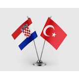 Punto Dizayn Hırvatistan ve Türkiye Bayrağı Ikili Saten Masa Bayrağı Takımı