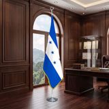 Punto Dizayn Honduras Direkli - Altın Saçaklı Saten Makam Bayrağı Seti (Krom Direk)