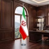 Punto Dizayn Iran Devleti Direkli - Altın Saçaklı Saten Makam Bayrağı Seti (Krom Direk)