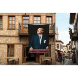 Punto Dizayn Istikbal Göklerdedir Atatürk Portresi Poster Bayrak Premium Raşel Kumaş 300X450CM ATA32
