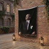 Punto Dizayn Istikbal Göklerdedir Atatürk Portresi Poster Bayrak Raşel Kumaş 100X150 cm ATA10