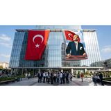 Punto Dizayn Istikbal Göklerdedir Mustafa Kemal Atatürk-Ay Yıldız Poster Bayrak ve Türk Bayrağı Premium Raşel Kumaş 2'li Set 10X15 Metre ATA33