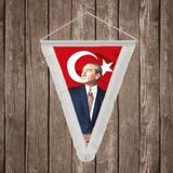 Punto Dizayn Istikbal Göklerdediratatürk ve Türk Bayrağı Beyaz Saçaklı Üçgen Flama Bayrak Hatıra Flama ATA36