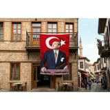 Punto Dizayn İstikbal GöklerdedirAtatürk ve Türk Bayrağı Poster Bayrak Premium Raşel Kumaş 300x450cm ATA36