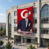 Punto Dizayn Istikbal Göklerdediratatürk ve Türk Bayrağı Poster Bayrak Raşel Kumaş 6x9 Metre ATA36