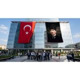 Punto Dizayn Kalpaklı Gazi Mustafa Kemal Atatürk Portresi Bayrak ve Türk Bayrağı Premium Raşel Kumaş 2'li Set 10X15 Metre ATA35