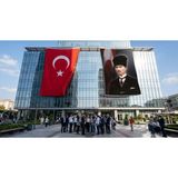 Punto Dizayn Kalpaklı Mustafa K.atatürk ve Türk Bayrağı Bayrak ve Türk Bayrağı Premium Raşel Kumaş 2'li Set 10X15 Metre Ata4