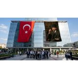 Punto Dizayn Kalpaklı Mustafa Kemal Atatürk Portresi Bayrak ve Türk Bayrağı Premium Raşel Kumaş 2'li Set 10X15 Metre ATA70