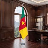Punto Dizayn Kamerun Direkli - Altın Saçaklı Saten Makam Bayrağı Seti (Krom Direk)