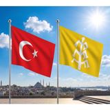 Punto Dizayn Karahanlılar Devleti Bayrağı ve Alpaka Kumaş Türk Bayrağı 2'li Set 70X105CM