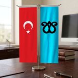 Punto Dizayn Karakoyunlu Devleti ve Türkiye Bayrağı Kırlangıç T Tipi Masa Bayrak Takımı