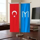 Punto Dizayn Kayı Boyu ve Türk Bayrağı Kırlangıç T Tipi Masa Bayrak Takımı