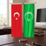 Punto Dizayn Kelime-I Tevhid - Ay Yıldız ve Türk Bayrağı Kırlangıç T tipi Masa Bayrak Takımı