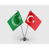 Punto Dizayn Kelime-I Tevhid Besmele Ayyıldız Yeşil ve Türk Bayrağı Ikili Saten Masa Bayrağı Takımı