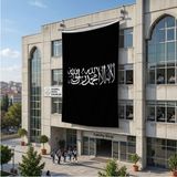Punto Dizayn Kelime-I Tevhid Siyah Bayrak 140GR Premium Raşel Kumaş 6x9 Metre