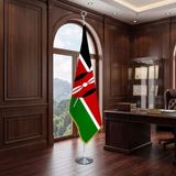 Punto Dizayn Kenya Direkli - Altın Saçaklı Saten Makam Bayrağı Seti (Krom Direk)