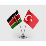 Punto Dizayn Kenya ve Türkiye Bayrağı Ikili Saten Masa Bayrağı Takımı