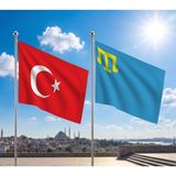 Punto Dizayn Kırım Hanlığı Bayrağı ve Alpaka Kumaş Türk Bayrağı 2'li Set 70X105CM