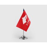 Punto Dizayn Kırmızı Göktürk Türk Yazılı Tekli Saten Masa Bayrağı Seti