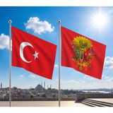 Punto Dizayn Kırmızı Osmanlı Imparatorluğu Sancağı Bayrağı ve Alpaka Kumaş Türk Bayrağı 2'li Set 70X105CM
