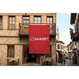 Punto Dizayn Kırmızı Saadet Partisi Bayrağı 140GR Premium Raşel Kumaş 300X450CM