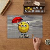 Punto Dizayn Kırmızı Şemsiyeli Emoji Tasarımı 240 Parça Ahşap Puzzle Ahşap Kutuda MPY20364