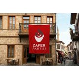 Punto Dizayn Kırmızı Zafer Partisi Bayrağı 140GR Premium Raşel Kumaş 300X450CM